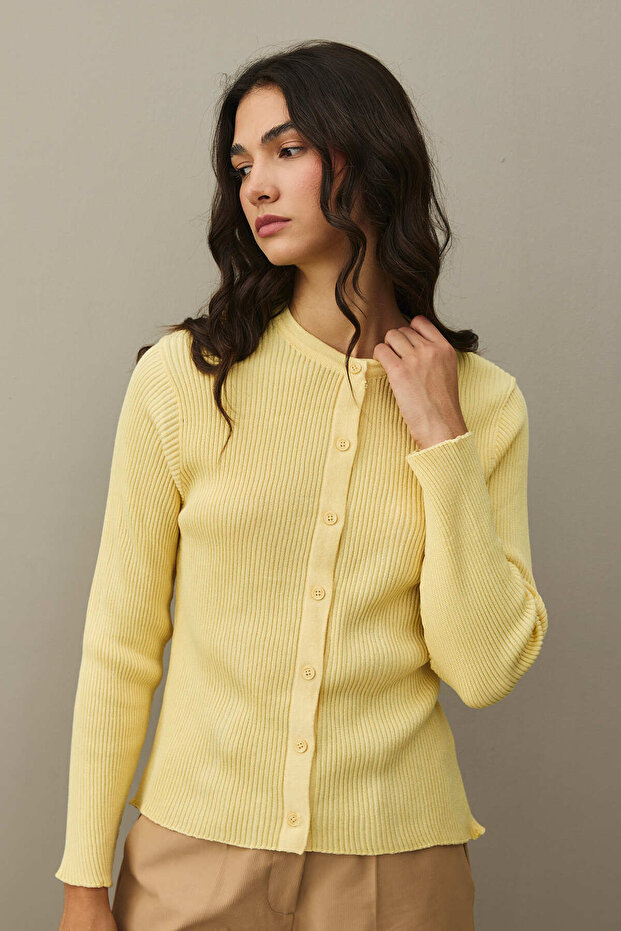 Simli Fitilli Hırka Sarı - 6