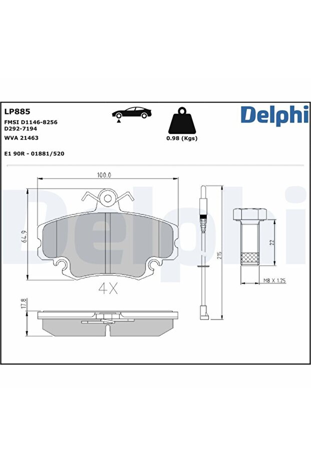 Brake pad set, front, Dacia Logan 1, - 2