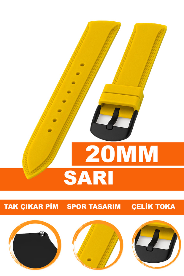 20mm Watch Compatible Soft Silicone Watch Band Strap A18-20Mm