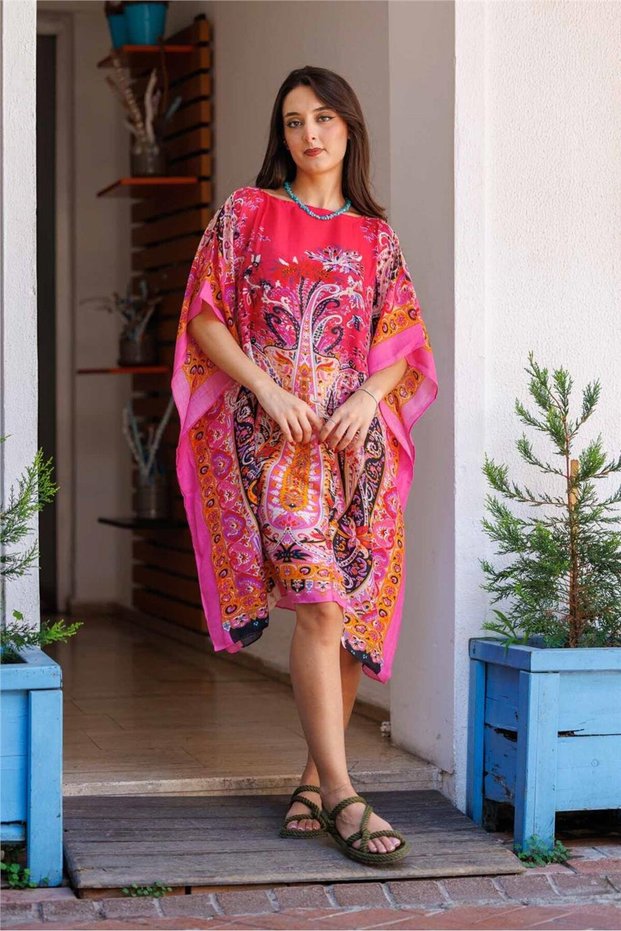 Pink Color Floral Patterned Casual Tunic