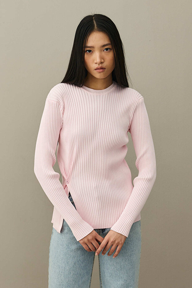 Yırtmaçlı Basic Kazak Pembe - 3