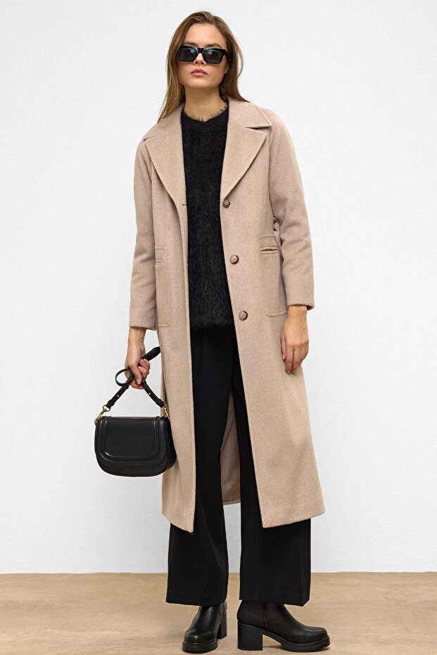 Reglan Sleeve Waist-Tied Moher Coat Kum 3156