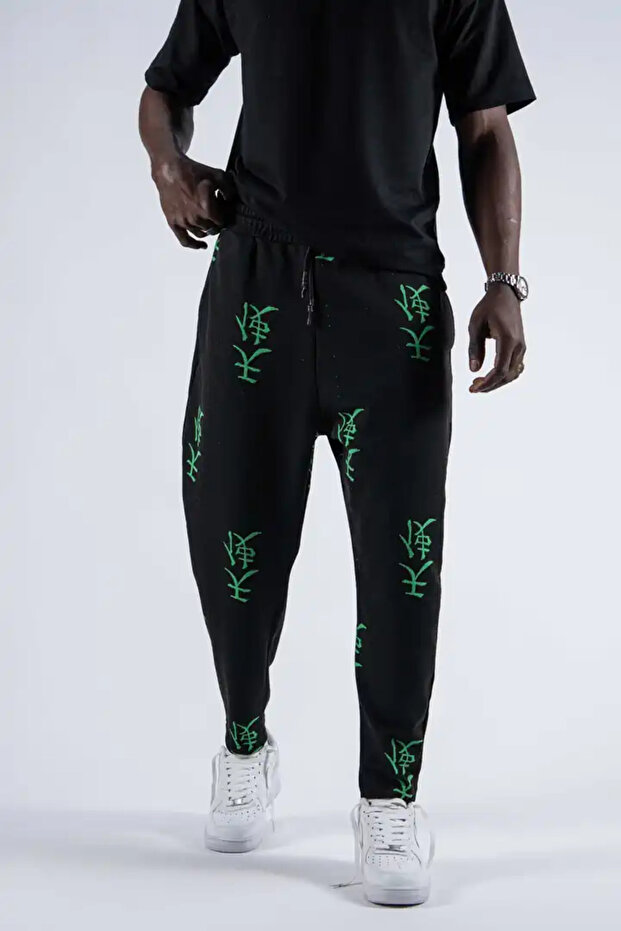 Patterned Baggy Pants with Elastic Waist