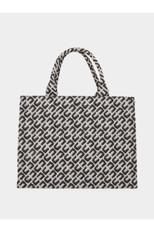 حقيبة تسوق منقوشة باللون الأسود - 3