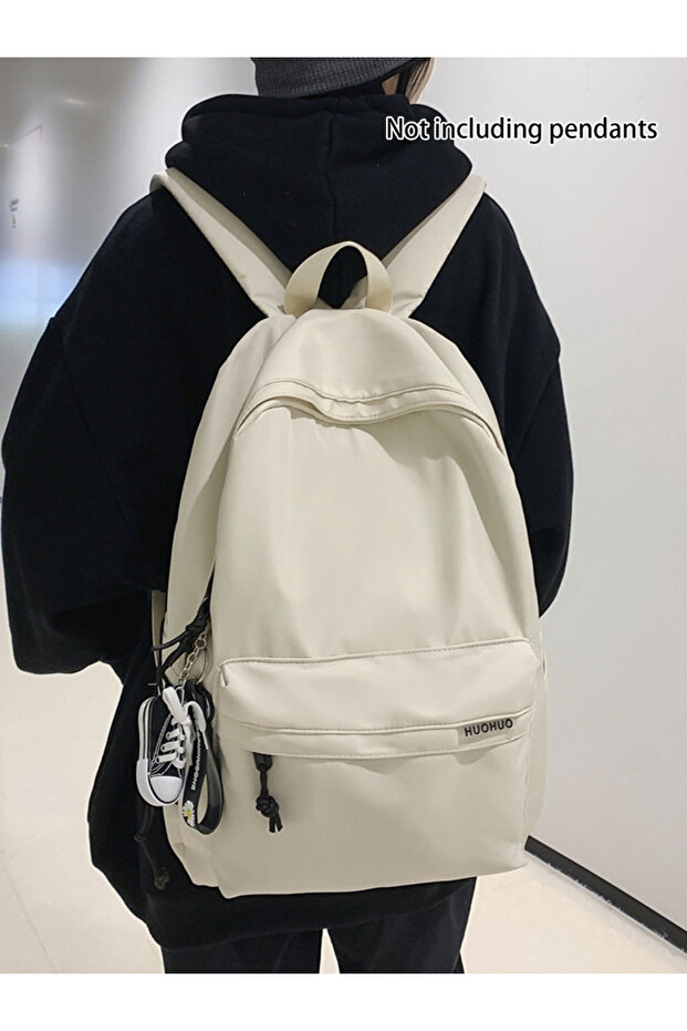 Solid Zip Closure Backpack - 2