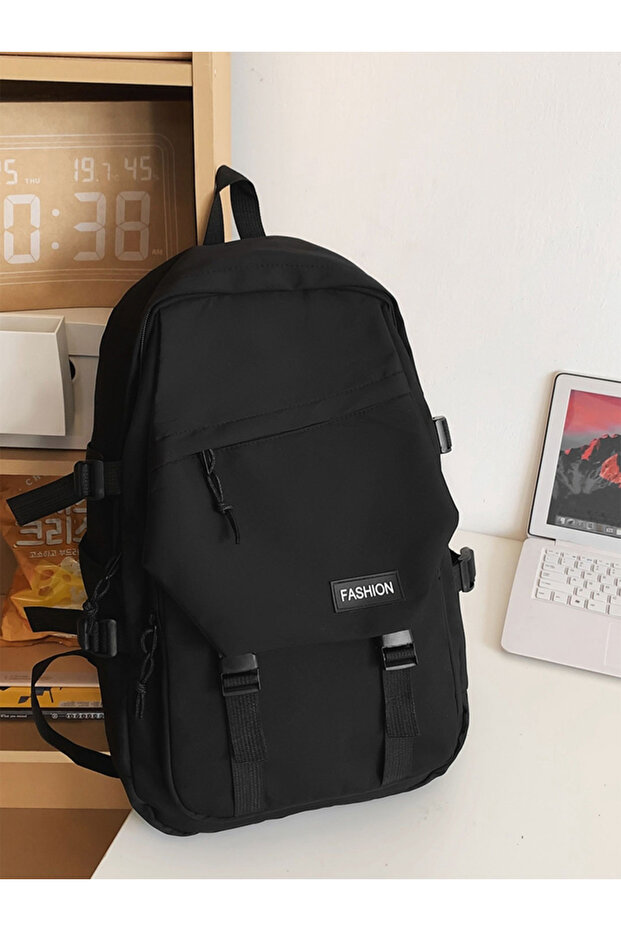 Solid Zip Closure Backpack - 6