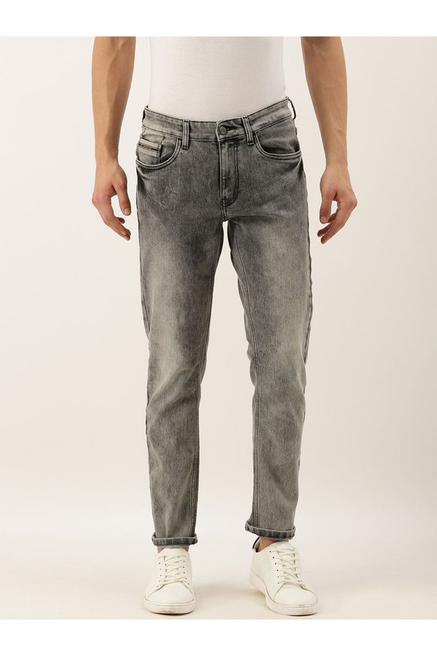 Men Mid Rise Grey Acid Wash Jeans