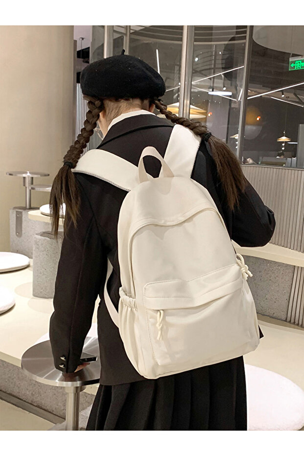 Solid Zip Closure Backpack - 5