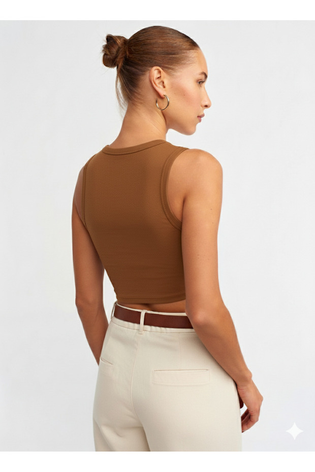Crop Top-Brown - 3