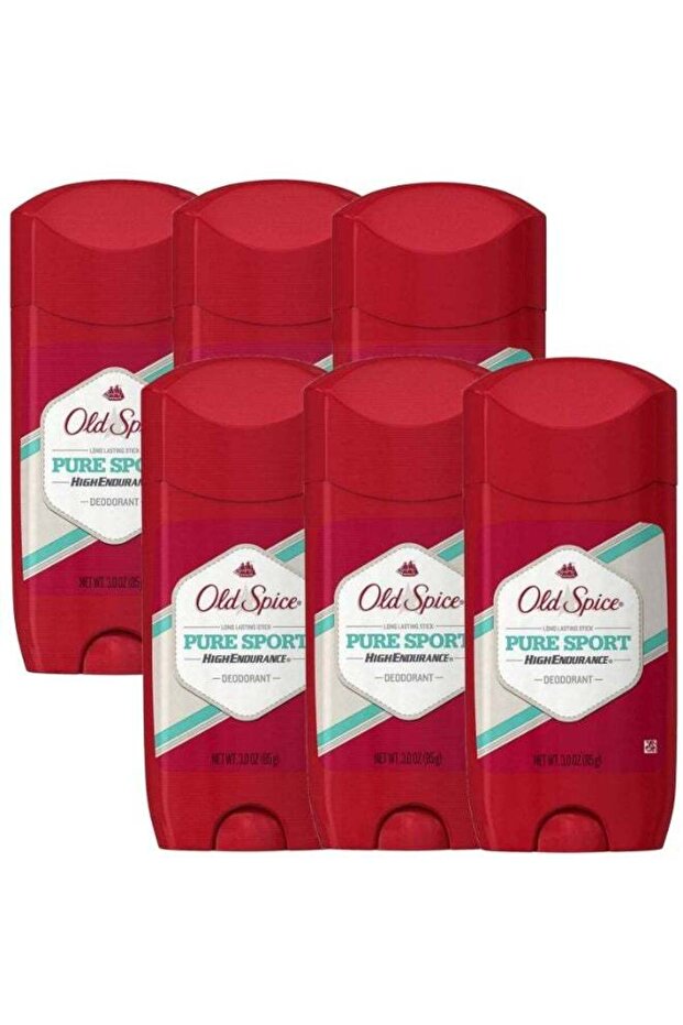 High Endurance Deodorant for Men, Pure Sport - 3 Oz / 85g x 6 Pack