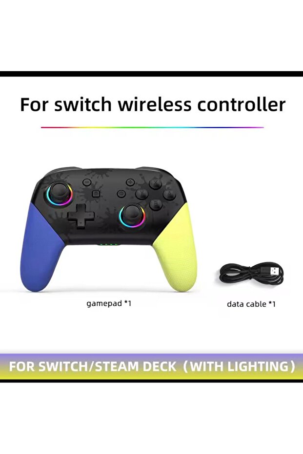Switch Ns Pro Controller Uyumlu RGB Işıklı Gamepad – PC / Android / iOS S12 MODEL - 5
