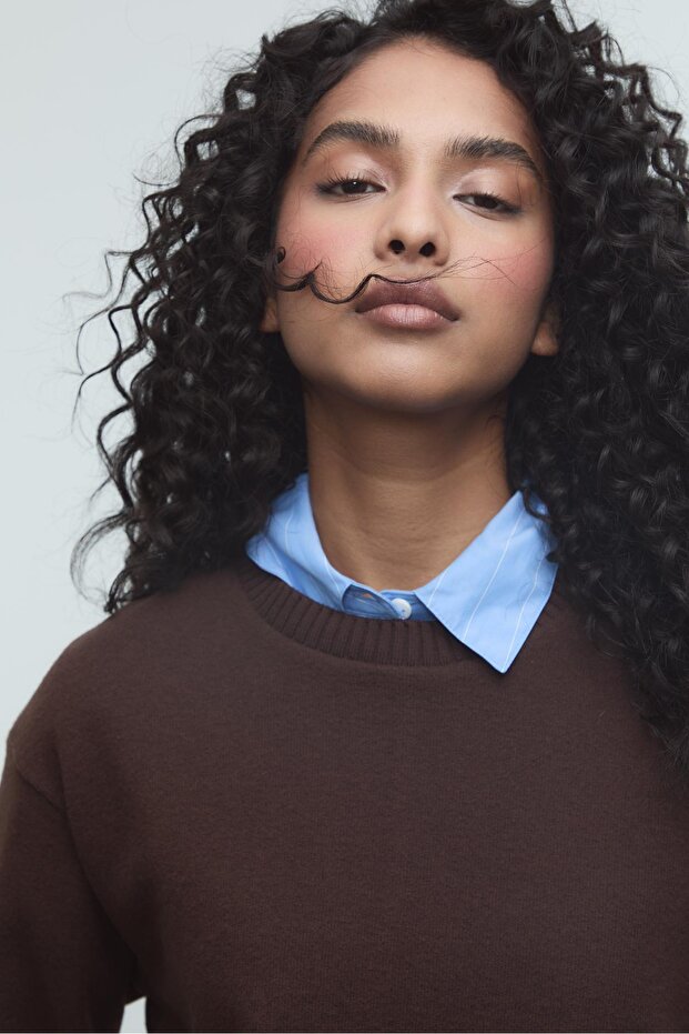 Bisiklet Yaka Örme Tişört - 4