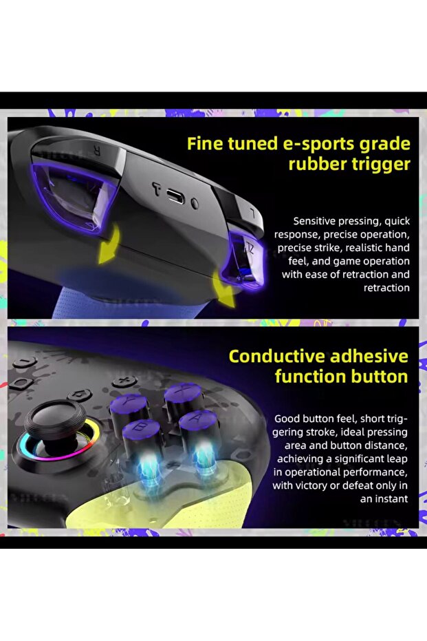 Switch Ns Pro Controller Uyumlu RGB Işıklı Gamepad – PC / Android / iOS S12 MODEL - 4