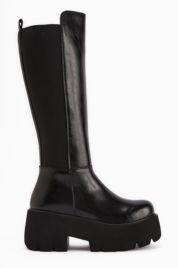 حذاء ليديا ذو الكعب العالي ذو المنصة السوداء للنساء
