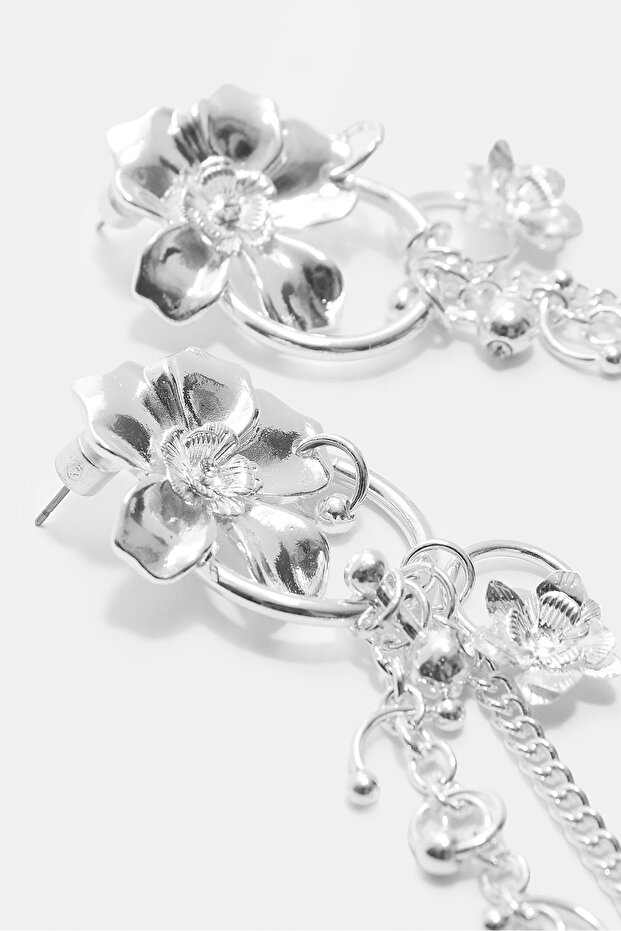 Çiçek Şelalesi Zincir Küpe - 3