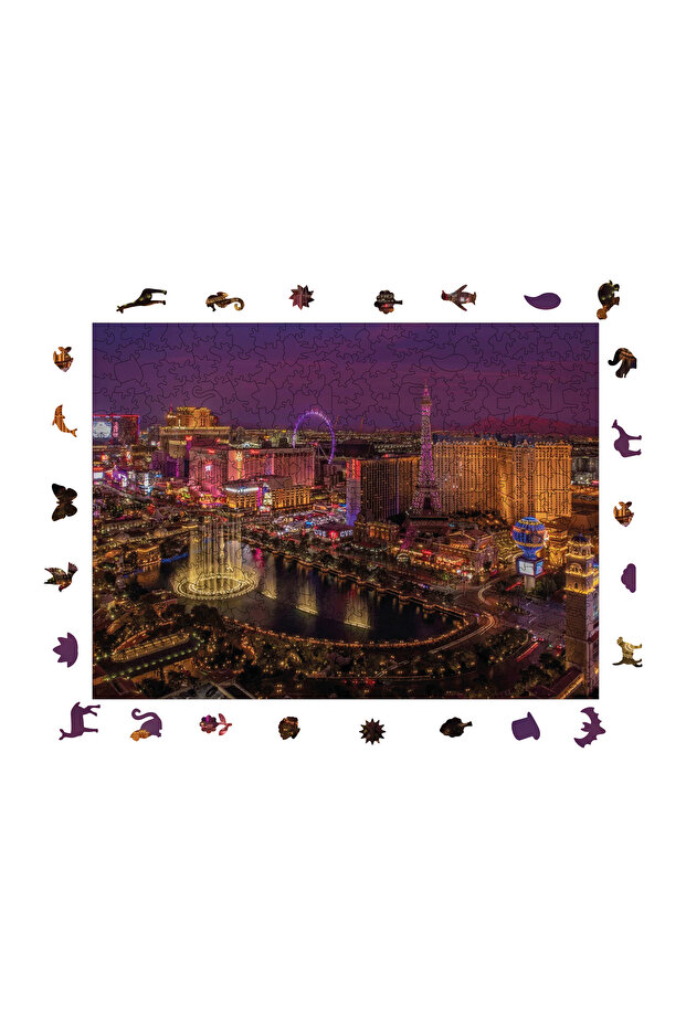 Wooden Puzzle - Vegas Nights - 450 Pieces, 29X39 cm