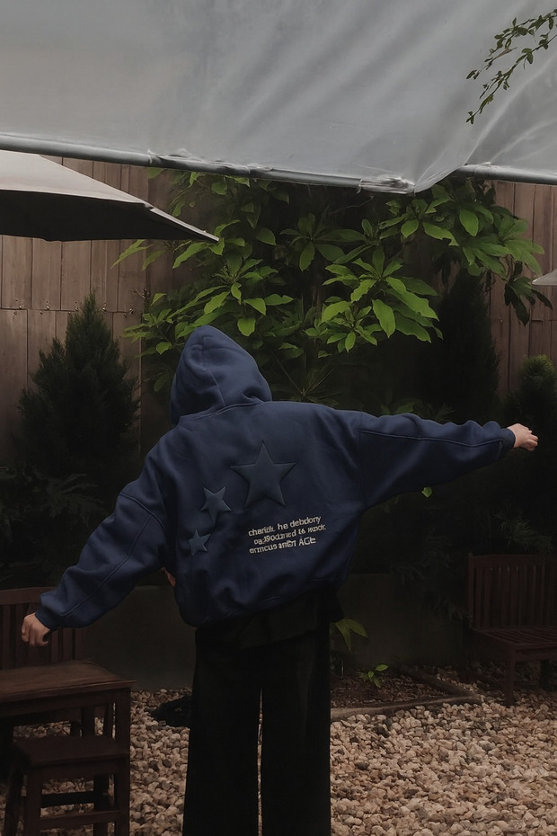 Unisex Oversize Hooded Sweatshirt Back Large Star Printed Casual Daily Streetwear
