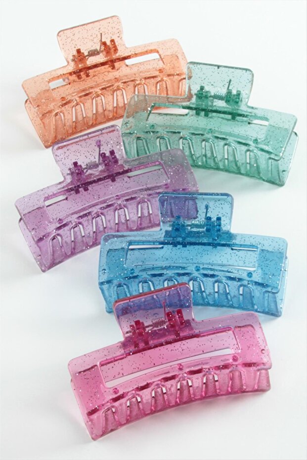 مشبك ملابس مستطيل شفاف ملون 8 سم - 1