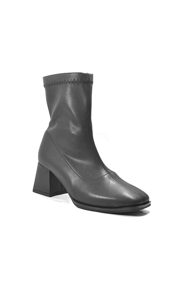 Streç Siyah Kalın Topuklu Kadın Bot - 2