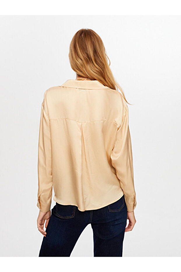Uzun Kollu Önü Bağlama Görünümlü Gömlek W26GML023 - 4