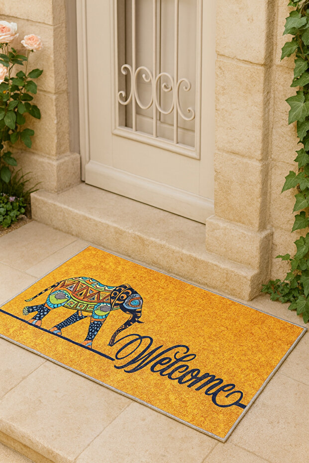 Welcome Kapı Önü Paspası Fil Figürlü - 1