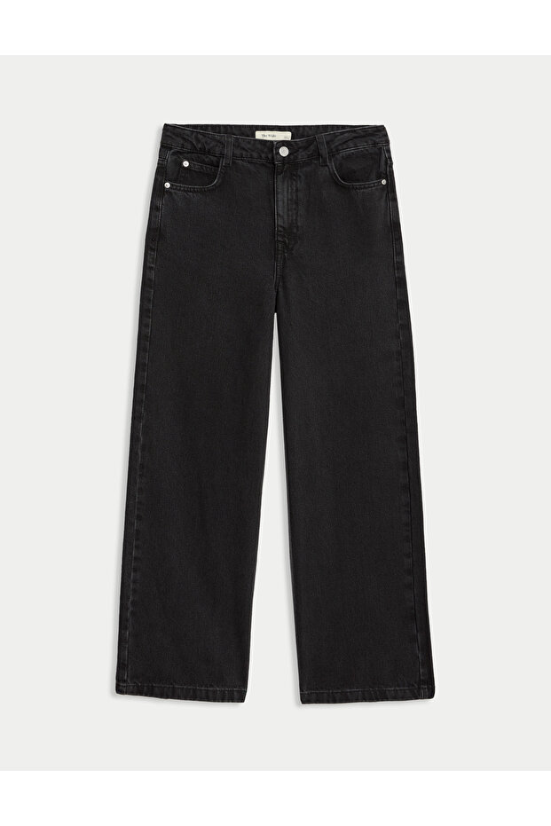 Geniş Paça Denim Pantolon - 1