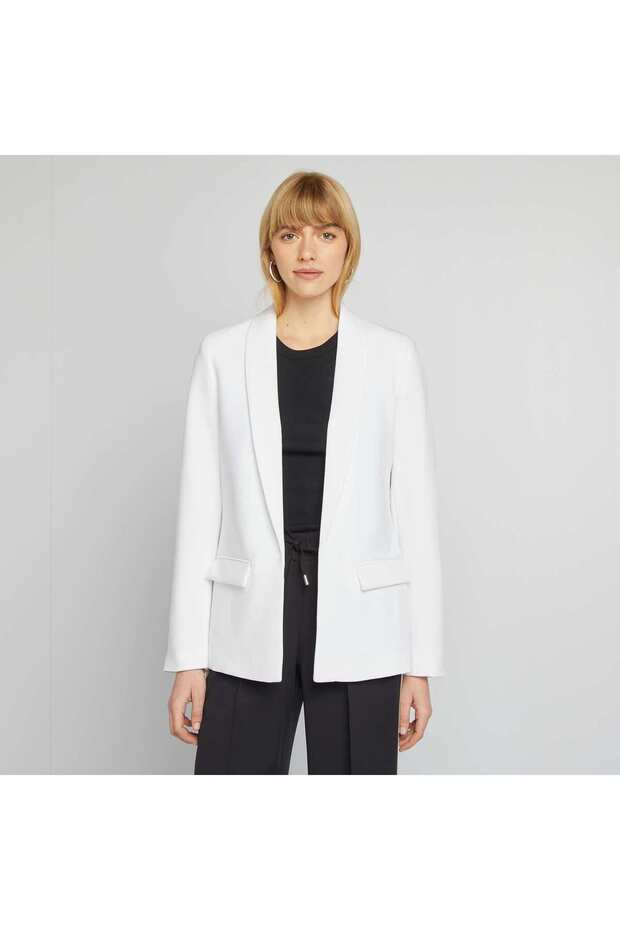 بليزر متوسط الطول باللون الأبيض - 1