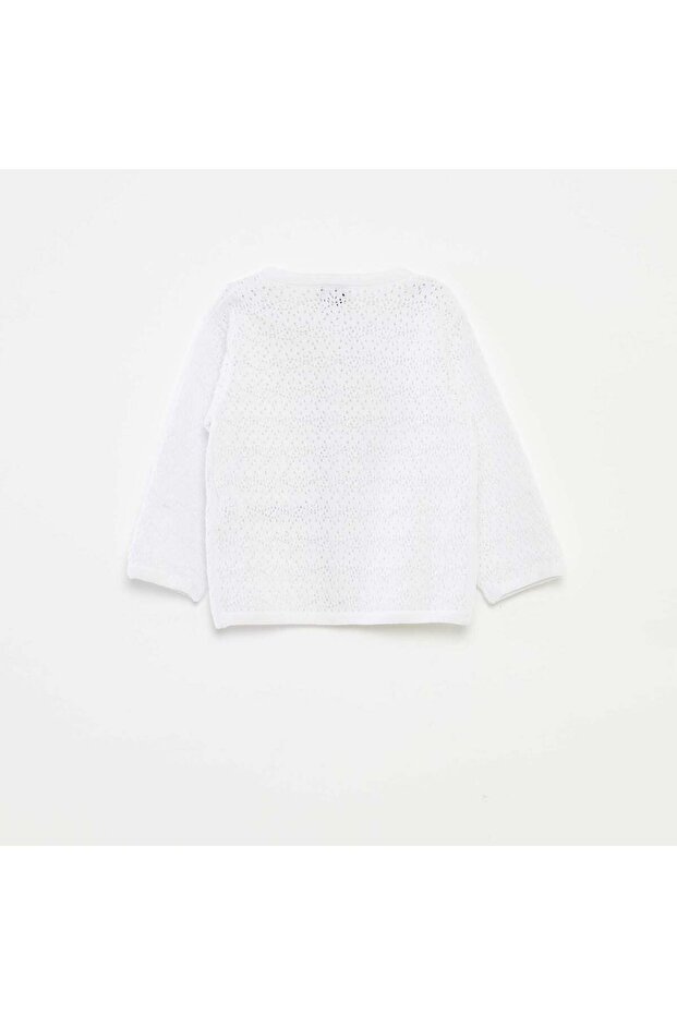 كارديجان أبيض محبوك بأزرار - 3