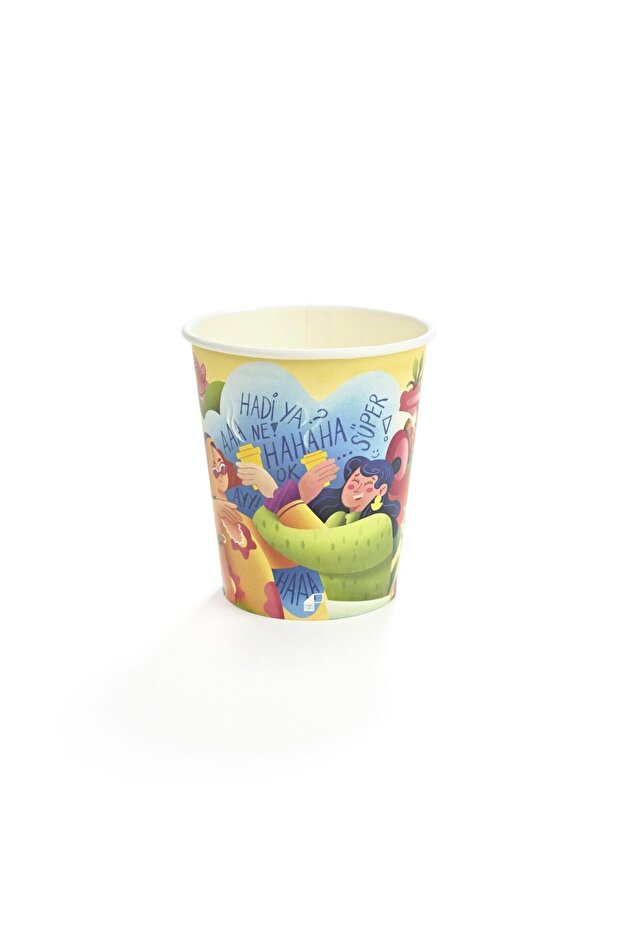 8 oz Tasarım Renkli Karton Bardak 50 Adet - 6