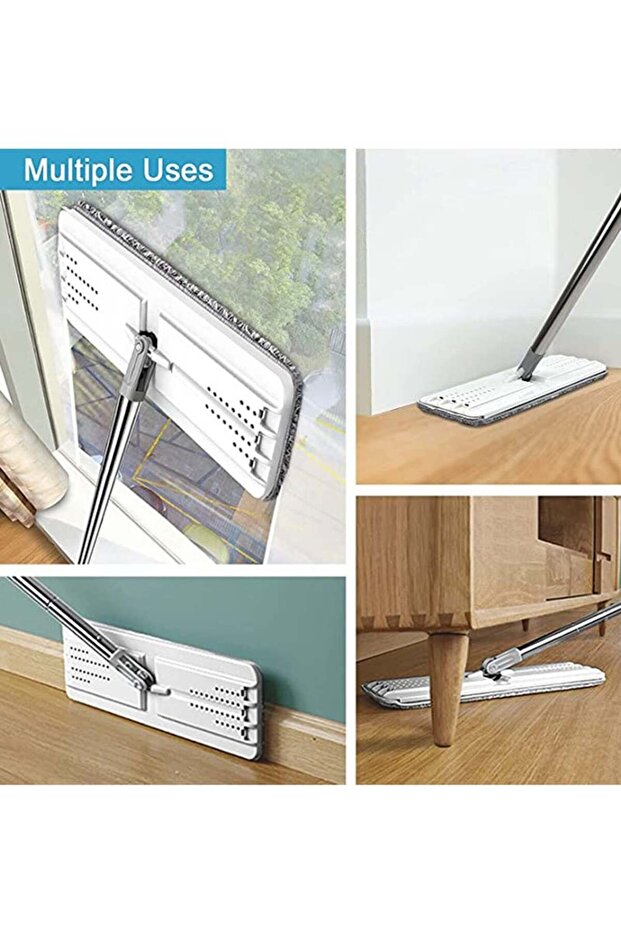 Flat Floor Mop and Bucket Sets with 10pc Reusable Microfiber Mop Pads,130cm Long Handle - 5