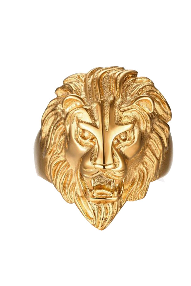 خاتم من سبائك معدنية على شكل رأس أسد - 1