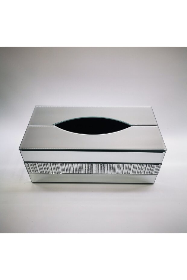 GLASS TISSUE BOX MIRRROR FINISH SILVER