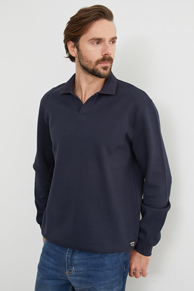 Basic Polo Neck Pike Sweatshirt - 5