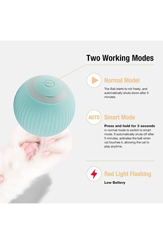 SKY-TOUCH Interactive Smart Cat Ball - Automatic 360° Rotating USB Rechargeable Toy - 2