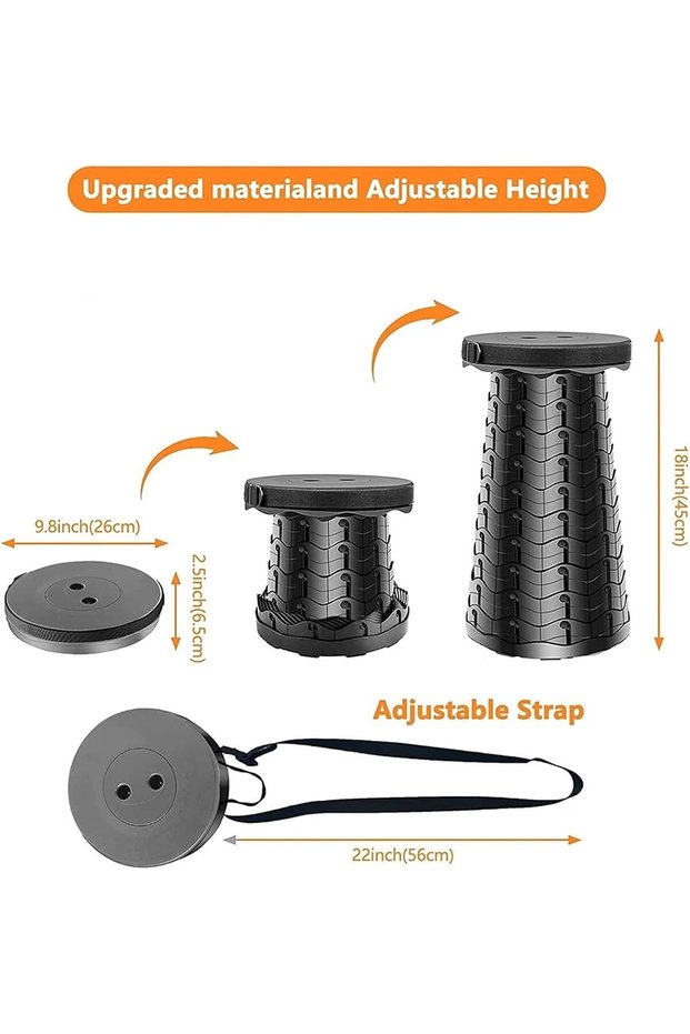 SKY-TOUCH Portable Telescopic Folding Camping Stool, Load 400lbs, Retractable Adjustable Height Coll
