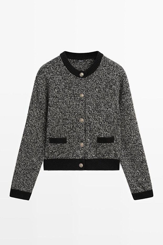 Dore düğmeli yün karışımlı triko hırka - 5