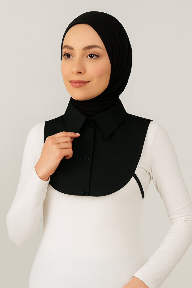 Mini Gömlek Görünümlü Düğmeli Boyunluk Yuvarlak Model Hafif Poplin Lastikli - 3