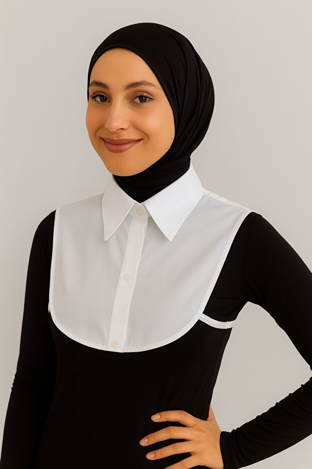 Mini Gömlek Görünümlü Düğmeli Boyunluk Yuvarlak Model Hafif Poplin Lastikli - 5