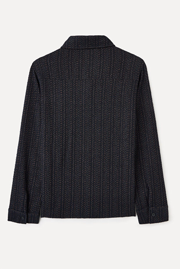 ÇİZGİLİ ÖRME GÖMLEK CEKET - 5