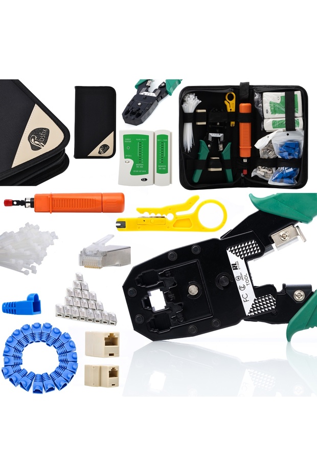 RJ45 Network Tool Set 10 in 1 | 146 Pieces with Tester and Crimper - 1