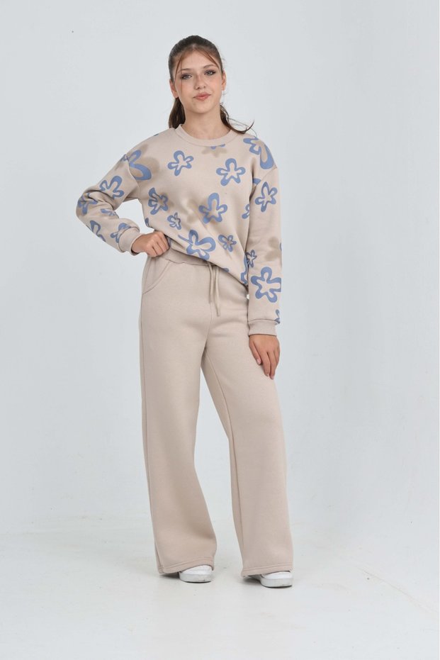 Girl's Floral Printed Tracksuit Set