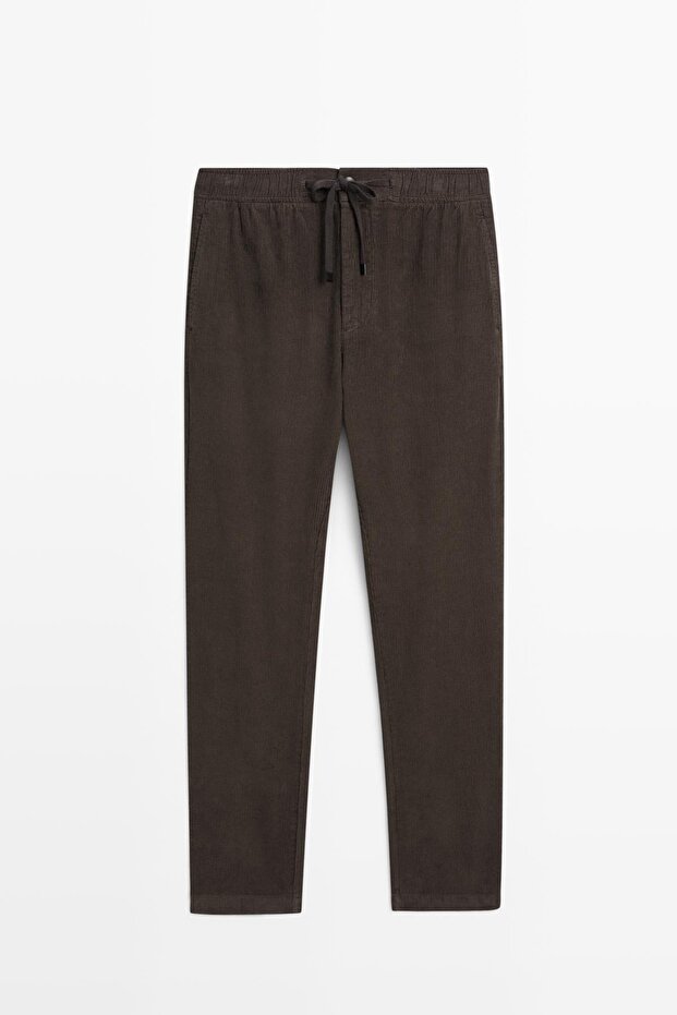 Fitilli kadife jogger pantolon - 5