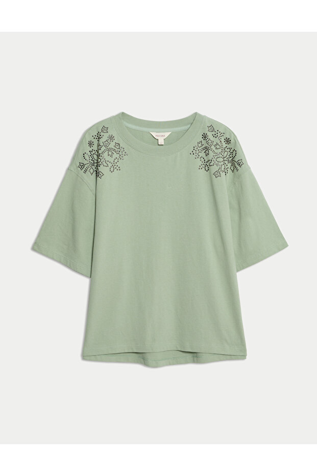 Per Una Pamuklu Oversize Tişört - 1