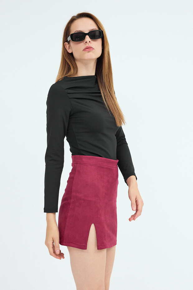 Women's Slit Faux Suede Skirt