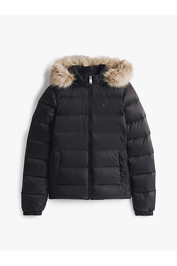 TJW Basic Kapüşonlu Kuş Tüyü Kadın Siyah Ceket DW0DW18312BDS - 7