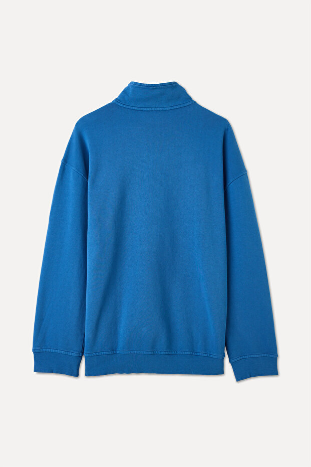 FERMUARLI DİK YAKA OVERSIZE SWEATSHIRT - 2