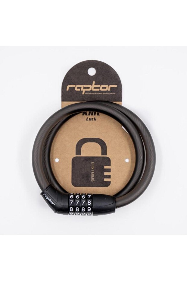 قفل RAPTOR ذو 4 أرقام من الفولاذ المشفر، مقاس 3.8×12×80 سم، قفل دراجة متين وأنيق