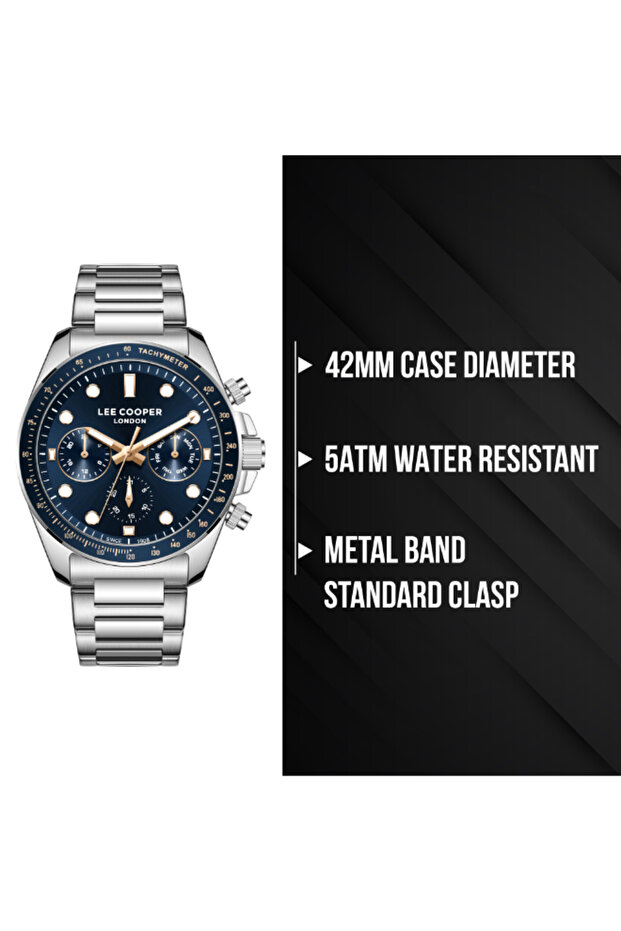 ساعة رجالية متعددة الوظائف بمينا رمادي - LC08215.360 - 8