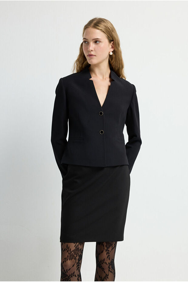 Düğmeli Blazer Ceket - 4