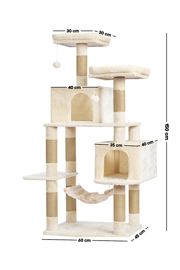 XL Kedi Konağı - Çift Yuva + Hamak + Tırmalama (8-10 kg Taşıma Kapasiteli) - 3